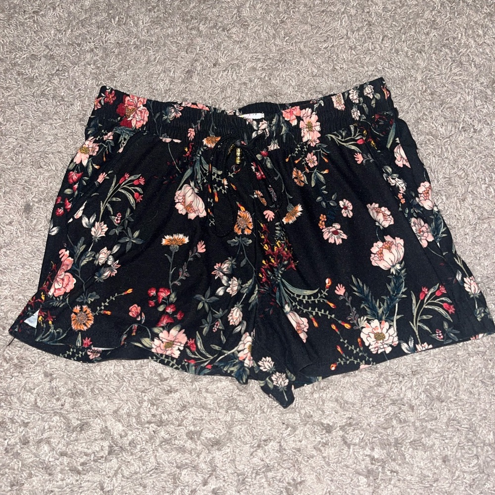 Pink Rose High Waist Floral Women's Shorts
